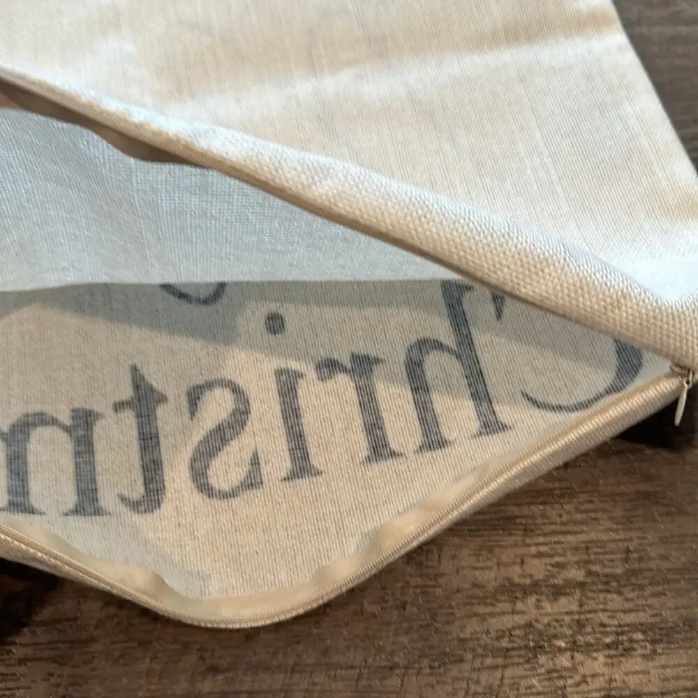 Merry Christmas‎ Indoor/Outdoor Holiday Neutral Pillow Cover NWOT